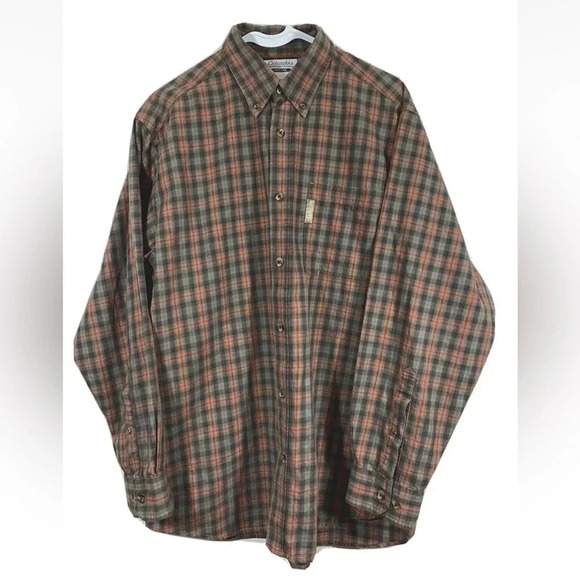 Columbia Other - Columbia Long Sleeve Plaid Button Up Brown Burnt Orange Shirt Sz Medium M